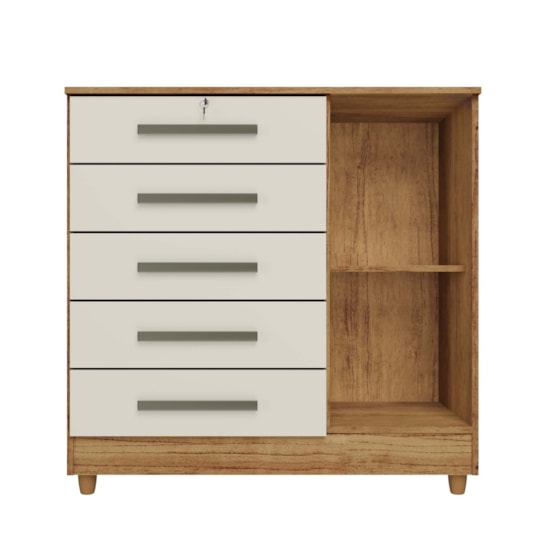 Comoda Vitoria Ii 5Gav 1P Rud Rack Cedro/Areia