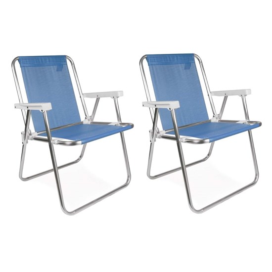 Conjunto 2 Cadeiras Alta Alumínio Sannet Mor Azul