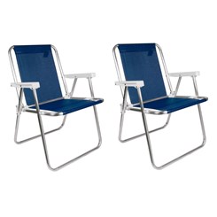 Conjunto 2 Cadeiras Alta Alumínio Sannet Mor Azul Marinho