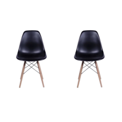 Conjunto 2 Cadeiras Eames Sem Braço Preta Conjunto 2 Cadeiras Eames Sem Braço Preta