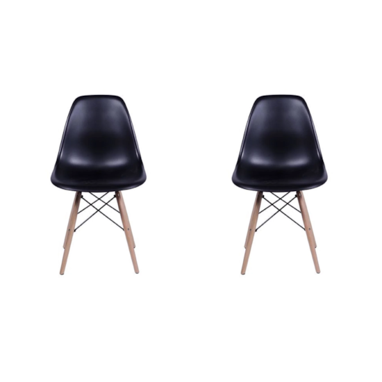 Conjunto 2 Cadeiras Eames Sem Braço Preta Conjunto 2 Cadeiras Eames Sem Braço Preta