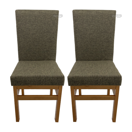 Conjunto 2 Cadeiras Encosto Estofado Aris Canela Linho Conjunto 2 Cadeiras Encosto Estofado Aris Canela Linho