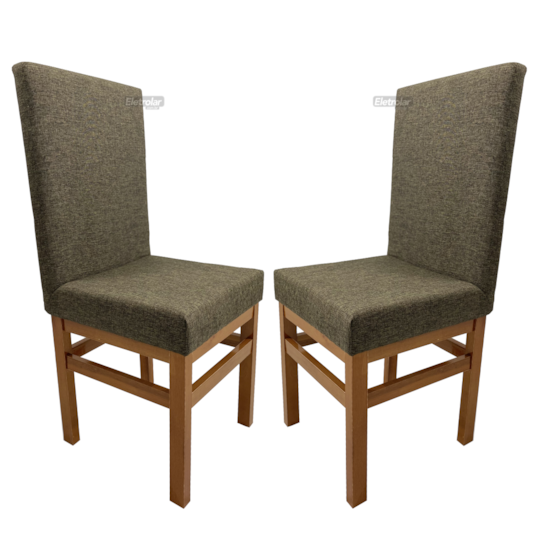 Conjunto 2 Cadeiras Encosto Estofado Aris Canela Linho Conjunto 2 Cadeiras Encosto Estofado Aris Canela Linho