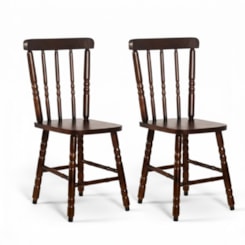 Conjunto 2 Cadeiras Torneada Madeira Maciça Imbuia