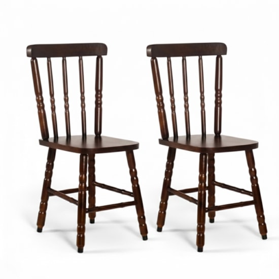 Conjunto 2 Cadeiras Torneada Madeira Maciça Imbuia