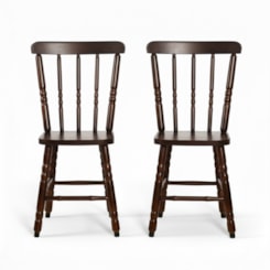 Conjunto 2 Cadeiras Torneada Madeira Maciça Imbuia