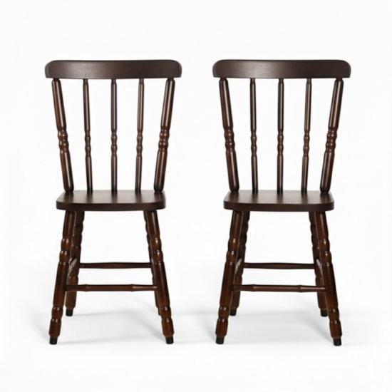 Conjunto 2 Cadeiras Torneada Madeira Maciça Imbuia