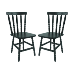 Conjunto 2 Cadeiras Torneada Madeira Maciça Preto