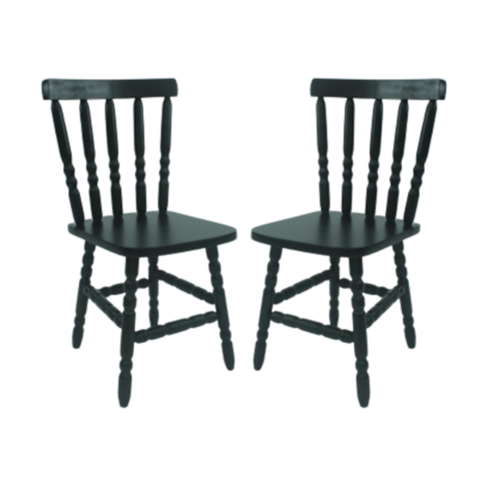 Conjunto 2 Cadeiras Torneada Madeira Maciça Preto