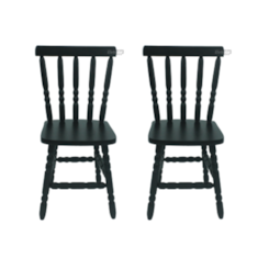 Conjunto 2 Cadeiras Torneada Madeira Maciça Preto