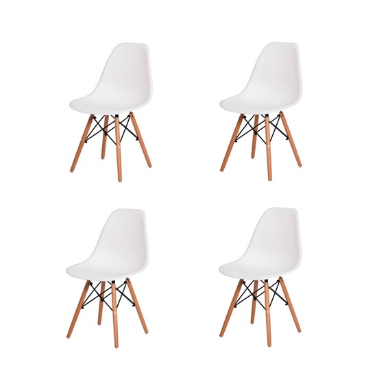 Conjunto 4 Cadeiras Eames Sem Braço Branca