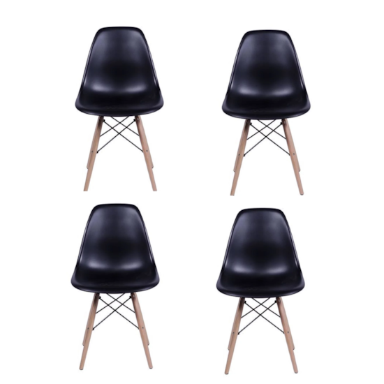 Conjunto 4 Cadeiras Eames Sem Braço Preta Conjunto 4 Cadeiras Eames Sem Braço Preta