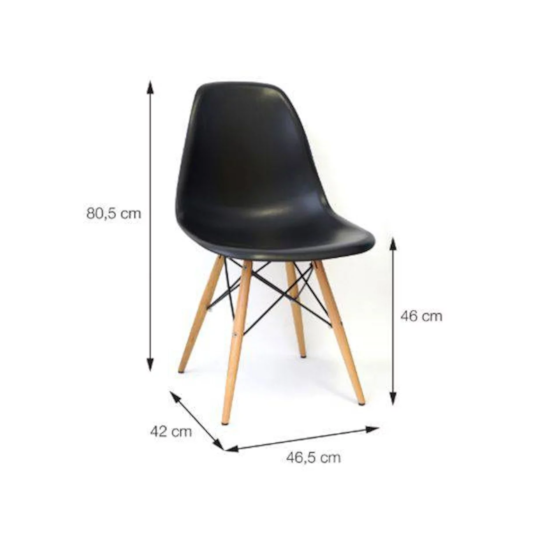 Conjunto 4 Cadeiras Eames Sem Braço Preta Conjunto 4 Cadeiras Eames Sem Braço Preta