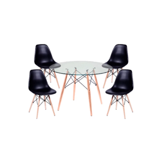 Conjunto 4 Cadeiras Eames Sem Braço Preta Conjunto 4 Cadeiras Eames Sem Braço Preta