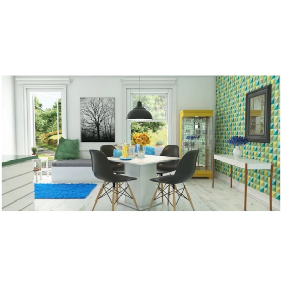 Conjunto 4 Cadeiras Eames Sem Braço Preta Conjunto 4 Cadeiras Eames Sem Braço Preta