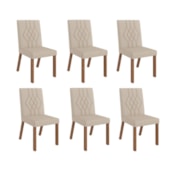 Produto Conjunto 6 Cadeiras Estofadas Jantar Gaia Canela Boucle Creme