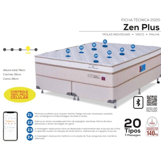 Conjunto Box Bioquantico Vibromassagem Queen Plus 158X198cm Zen F.A Conjunto Box Bioquantico Vibromassagem Queen Plus 158X198cm Zen F.A