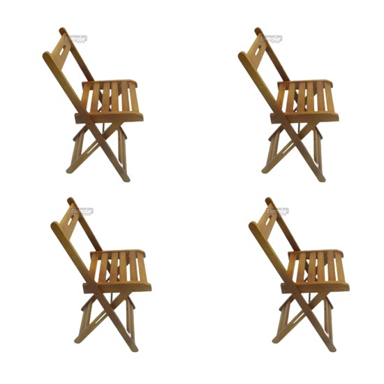 Conjunto Com 4 Cadeiras Dobrável Madeira Maciça Mel