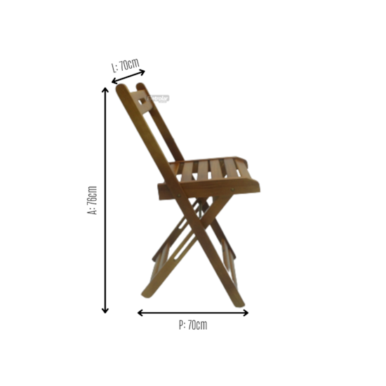 Conjunto Com 4 Cadeiras Dobrável Madeira Maciça Mel