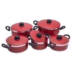 Conjunto De Caçarolas 5Pçs Mega Alumínio Vermelho Conjunto De Caçarolas 5Pçs Mega Alumínio Vermelho