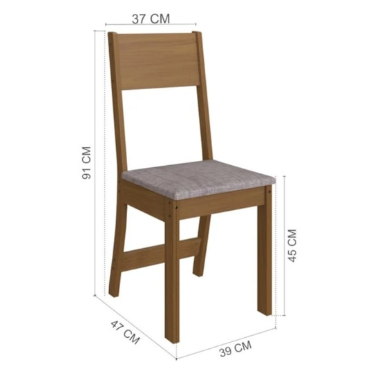 Conjunto De Mesa Atlanta Com 6 Cadeiras Freijo Linho