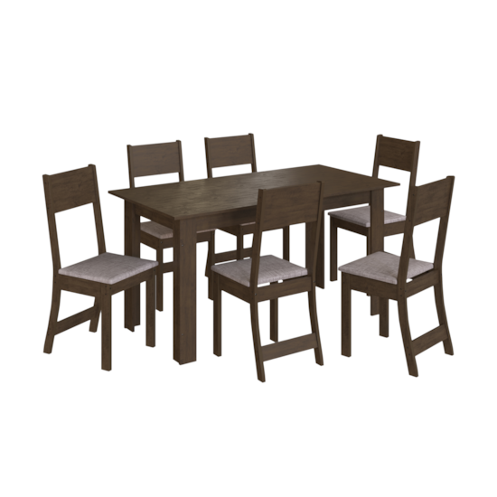Conjunto De Mesa Atlanta Com 6 Cadeiras Noce