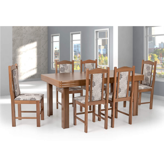 Conjunto De Mesa Com 6 Cadeira Estofada Odessa