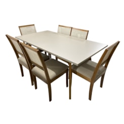 Conjunto De Mesa Com Pés Em Madeira 1,70X0,90Cm 6 Cadeiras Com Tela Imbuia Linho 211 Conjunto De Mesa Com Pés Em Madeira 1,70X0,90Cm 6 Cadeiras Com Tela Imbuia Linho 211