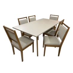 Conjunto De Mesa Com Pés Em Madeira 1,70X0,90Cm 6 Cadeiras Estofadas Imbuia Linho 193 Conjunto De Mesa Com Pés Em Madeira 1,70X0,90Cm 6 Cadeiras Estofadas Imbuia Linho 193