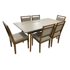 Conjunto De Mesa Com Pés Em Madeira 1,70X0,90Cm 6 Cadeiras Estofadas Imbuia Linho 193 Conjunto De Mesa Com Pés Em Madeira 1,70X0,90Cm 6 Cadeiras Estofadas Imbuia Linho 193