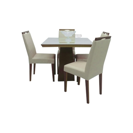 Conjunto De Mesa Eubeia Com Tampo De Vidro Nude 4 Cadeiras Lemnos Em Tecido Facto 90 X 90 Cm Conjunto De Mesa Eubeia Com Tampo De Vidro Nude 4 Cadeiras Lemnos Em Tecido Facto 90 X 90 Cm