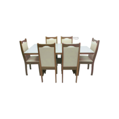 Conjunto De Mesa Lemnos Com Tampo De Vidro Nude + 6 Cadeiras Eubeia Em Tecido Facto 1,60 X 90Cm Conjunto De Mesa Lemnos Com Tampo De Vidro Nude + 6 Cadeiras Eubeia Em Tecido Facto 1,60 X 90Cm