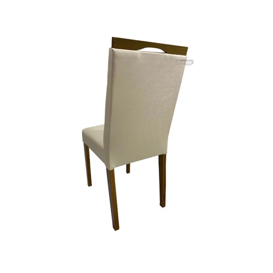 Conjunto De Mesa Lemnos Com Tampo De Vidro Nude + 6 Cadeiras Lemnos Em Tecido Facto 1,60 X 90 Cm