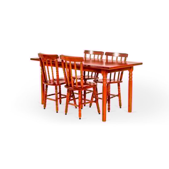Conjunto De Mesa Mônaco 1.10Mts Com 4 Cadeiras Torneada Conjunto De Mesa Mônaco 1.10Mts Com 4 Cadeiras Torneada