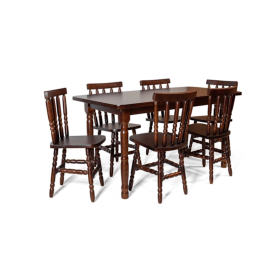 Conjunto De Mesa Mônaco 1.60 Mts Com 6 Cadeiras Torneada Conjunto De Mesa Mônaco 1.60 Mts Com 6 Cadeiras Torneada