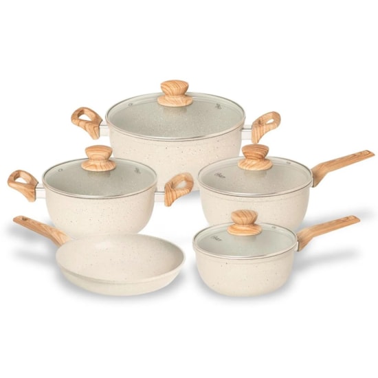 Conjunto De Panelas 5 Peças Marble Edition Oster Cinza Dust