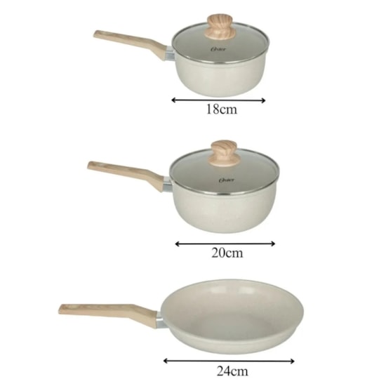 Conjunto De Panelas 5 Peças Marble Edition Oster Cinza Dust