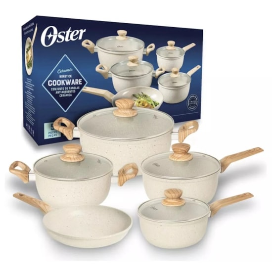 Conjunto De Panelas 5 Peças Marble Edition Oster Cinza Dust