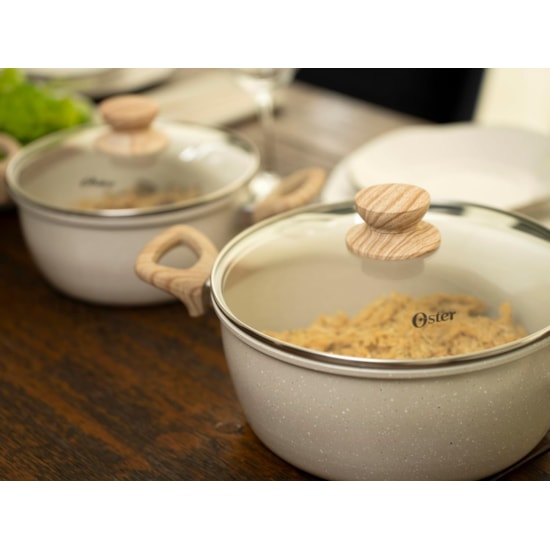 Conjunto De Panelas 5 Peças Marble Edition Oster Cinza Dust