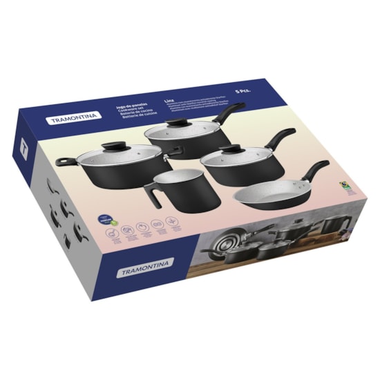 Conjunto De Panelas 5Pcs Linz Preto