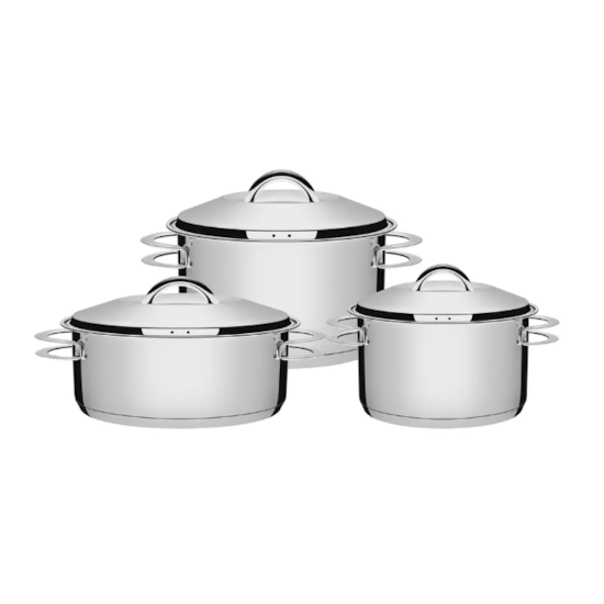Conjunto De Panelas Inox Solar 3 Peças Inox Conjunto De Panelas Inox Solar 3 Peças Inox
