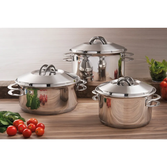Conjunto De Panelas Inox Solar 3 Peças Inox Conjunto De Panelas Inox Solar 3 Peças Inox
