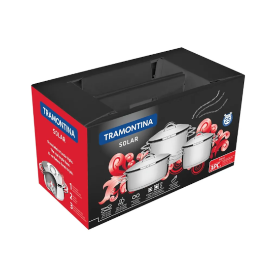 Conjunto De Panelas Inox Solar 3 Peças Inox Conjunto De Panelas Inox Solar 3 Peças Inox