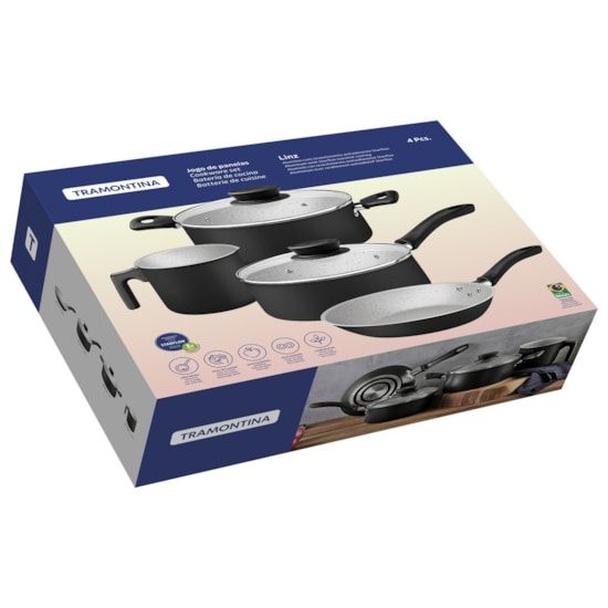 Conjunto De Panelas Linz 4Pcs  Preto