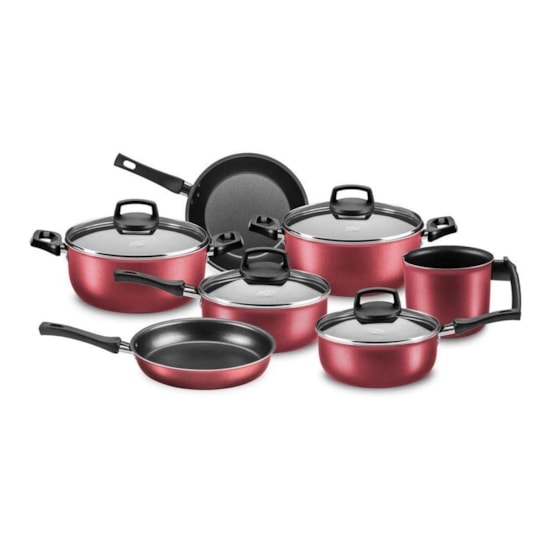 Conjunto De Panelas Safira 7 Peças Mta Cereja Conjunto De Panelas Safira 7 Peças Mta Cereja