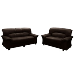Conjunto Estofado Azera 3 X 2 Lugares Marrom Corino