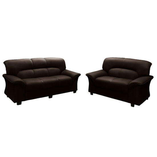 Conjunto Estofado Azera 3 X 2 Lugares Marrom Corino