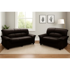 Conjunto Estofado Azera 3 X 2 Lugares Marrom Corino