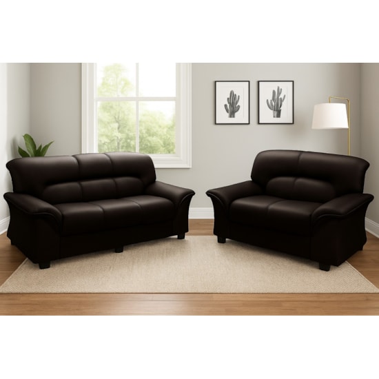 Conjunto Estofado Azera 3 X 2 Lugares Marrom Corino