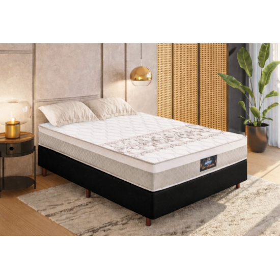 Conjunto Gazin Mola Los Angeles 138X188x50cm Base Suede Preta